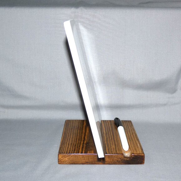 Desktop Whiteboard With Wood Stand, 6" x 9" Ceramic Dry Erase Message Memo Board - Picture 3 of 5